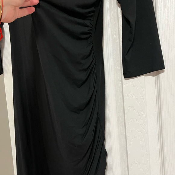 H&M Black cotton long sleeve dress with side cinching size L - Picture 5 of 6